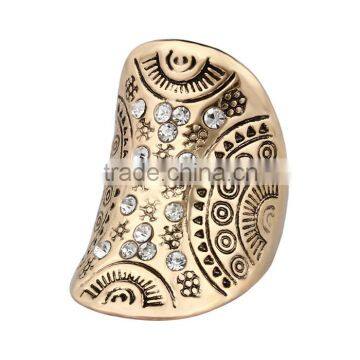 Ethnic Vintage Jewelry Zinc Alloy Rhinestone New Design Gold Finger Ring for Women photo-2