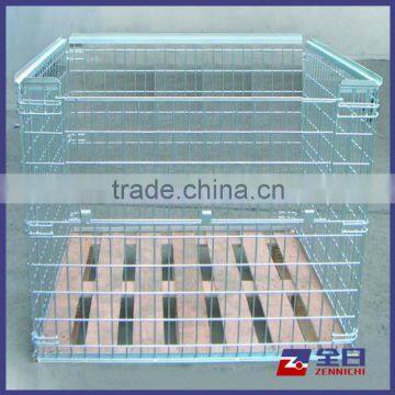 No Base Foldable Warehouse Industrial storage heavy duty galvanized wire cage