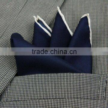 Hand made contrast color margin pocket square silk