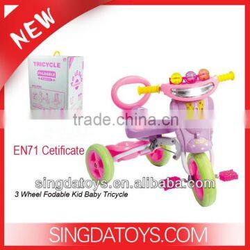 HOT!! With EN71 Cetificate Plastic 3 Wheel Fodable Kid Baby Tricycle new models