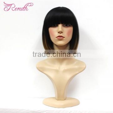 Fashion black short bob style cheap full lace human hair wig