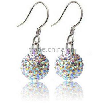 Sparkle CZ Crystal Ball 925 Silver Shamballa Hook Earring for Wedding Party photo-3