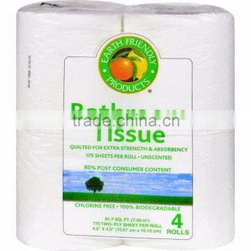 Earth Friendly Bathroom Tissue 2 Ply - Pack of 4 Rolls