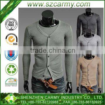 Mens Mercerized Cotton One Piece Slim Fit Long Sleeves Tee Shirts