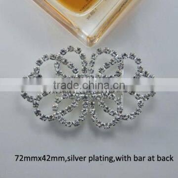 (M0566) 72mmx42mm interlock crystal buckle,pair buckle,silver plating