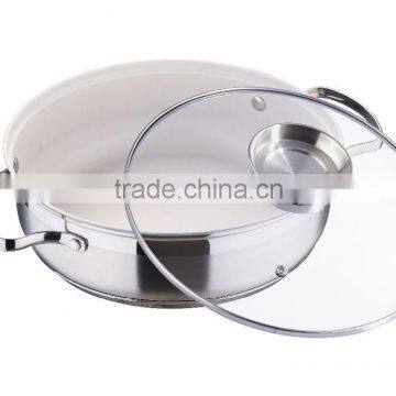 26cm clear stainless steel ceramic coated non electric cooking pot