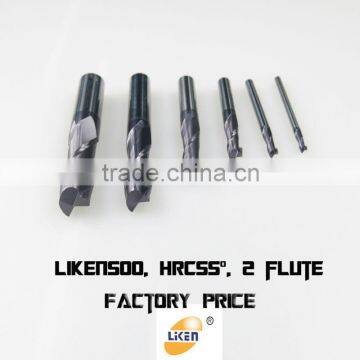 Milling cutter types for HRC55 Tungsten Carbide square end mill 2 flute milling cutters types