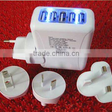 universal wall charger 4-Port USB travel charger with high quality iphone ipad HTC phone samsung galaxy