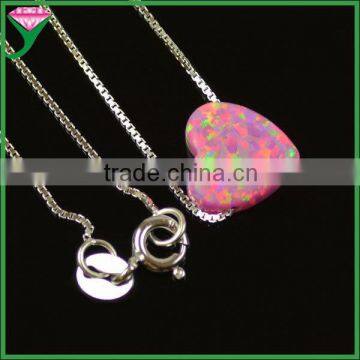 wholesale sterling silver 925 chain synthetic opal heart shaped pendants charms