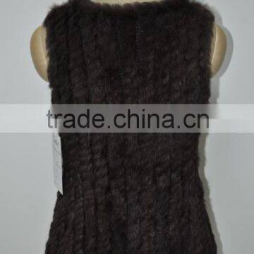 women fashion knitted real rabbit fur vest LK16F005