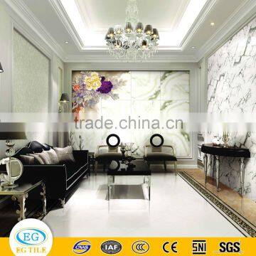 80x80 Italian marble bianco white micro crystal vitrified glazed 3d flooring tile