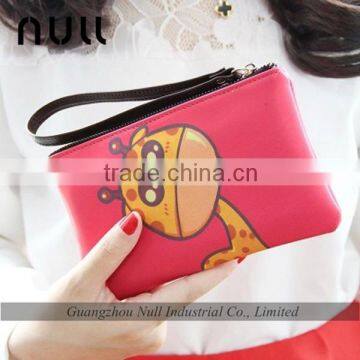 Customized OEM service leather phone wallet with zipper coin holder