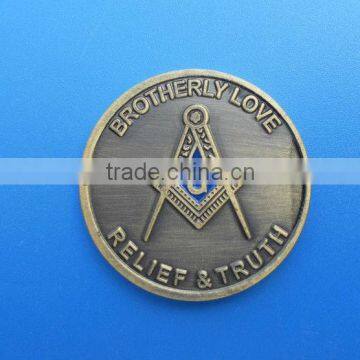 Free-Mason relief and truth love souvenir coin