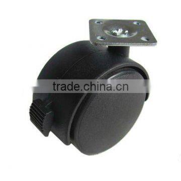 60mm Nylon funiture caster with brake,Peg,Plate,Bolt