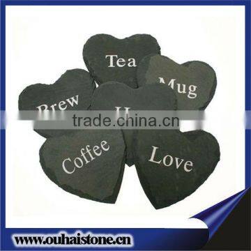 Useful writing board heart shape black stone slate mark table mats