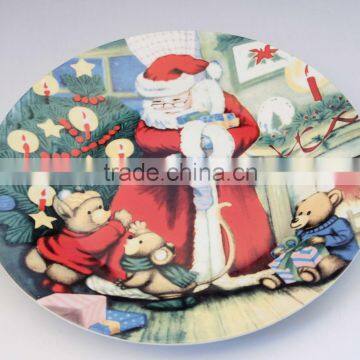 Cheap christmas snowman decorative porcelain plate