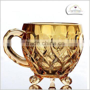 2015 New Design with hot decal glass tea cup and saucer