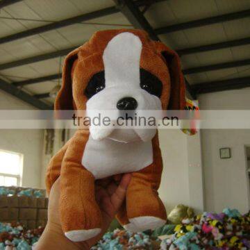 30cm promotional customzied stuffed brown plush dog animal shape handbag toy with handgrip