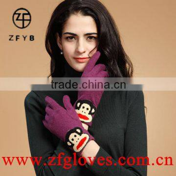Ladies Cute Wool Gloves With Embroidery photo-3