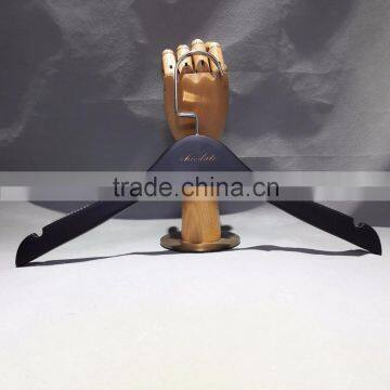 Black wooden top hanger With prevent slippery wooden hanger t-shirt wooden hanger Non-slip hold