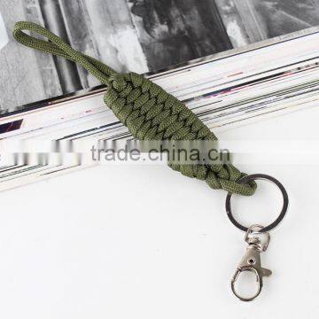 army green ladder weave paracord keychain, paracord keyring