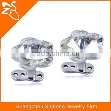 Flower Gem Internally Threaded Titanium Dermal Anchor Body Piercing Jewelry