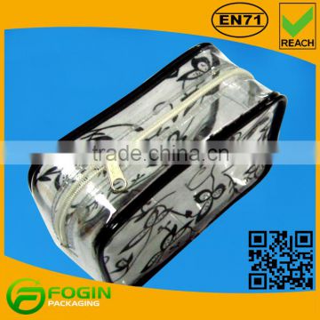 printed custom pvc cosmetic bag zipper top