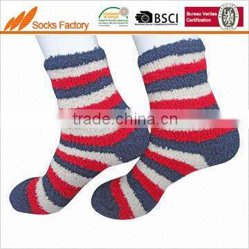 Women's soft fuzzy cozy socks, stripe design