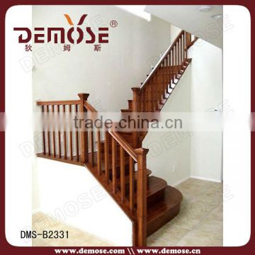 Interior stair log wood railings