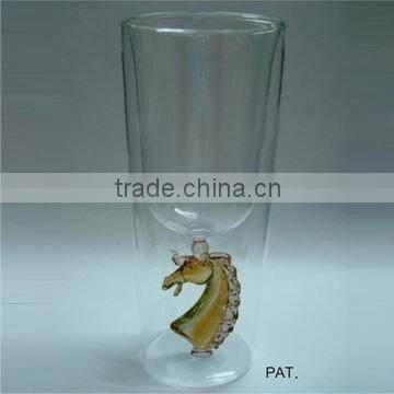 Modern art double wall drinking glass