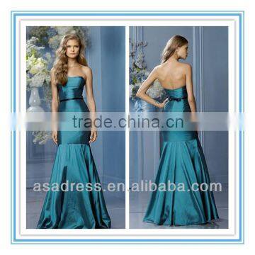 2014 Strapless Neckline Fit and Flare Silhouette Single-Faced Satin Patterns for Bridesmaids Dresses (BDWA-4014)