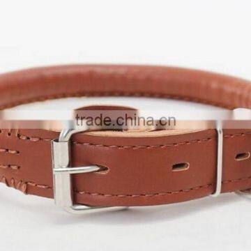 Strong Genuine Real Leather Dog Pet Cat Leash Lead Rope Collar Brown Adjustable photo-2