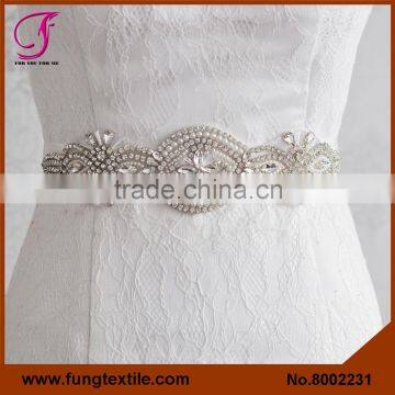 FUNG 8002231 Wholesales Crystal Appliques Bridal Wedding Belt Sash,Wedding Satin Sash