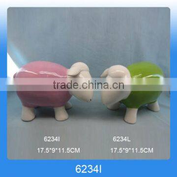 Lovely ceramic sheep coin bank,ceramic sheep saving money bank