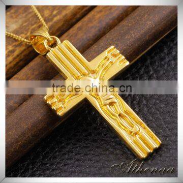 Essential Oil New Design Gold Fashion Jewelry Brass Carved Jesus Cross Pendant photo-3