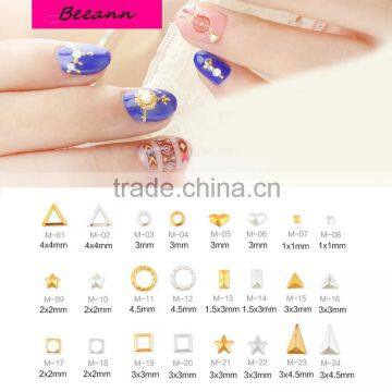2016 New Style Gold and Silver Hollow Design 3D Nail Metal Decoration Jewelry 3D Nail Design