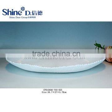 Ceramic food dish white cake plates with geometrical pettern