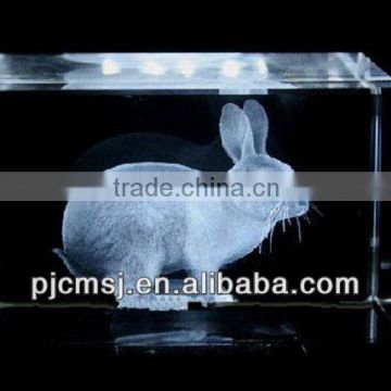 Funny 3d crystal laser engraving gifts,crystal rabbit for home decoration