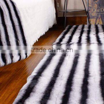 Fashion Wholesale Customized Size Chinchilla Fur Rex Rabbit Rug by Fashion Designer