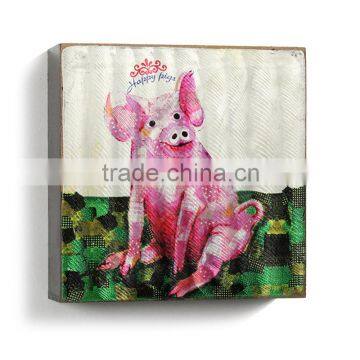 Happy Pig Pattern Decor MDF Aluminum Wall Printing