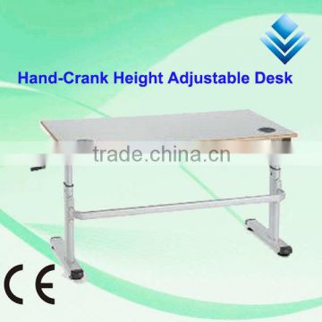 Hand Cranked height adjustable desk, manual height adjustable crank desk frame