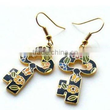 Fashion cloisonne key earring,Designer earring,2013 hot ladies jewelry