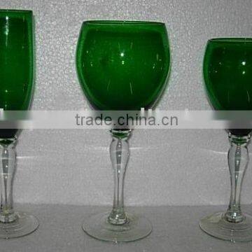 TOP GREEN AND STEM CLEAR GLASS SET