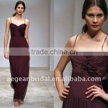 2011 eggplant floor-length spaghatti strap sweakheart neck chiffon maid of honor dress best seller ZS-c0081