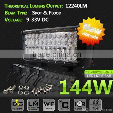 144W 48SMD 4Rows LED Work Light High Power Head Lamp Super Bright Black Combo Flood Spot Beam Waterproof Car OFF ROAD Boat Van S