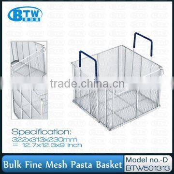 Restaurant Stainless Steel Bulk Fine Mesh Pasta Basket, for use with pasta cooker