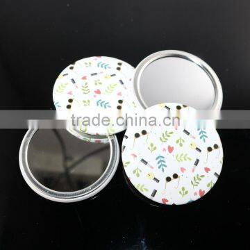 Customized design metal makeup mirror / beautiful printing pocket mirror / girls tin mirror