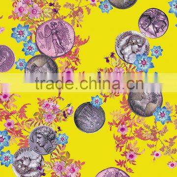 2016 fashion design with heat transfer paper printing fabric for dress