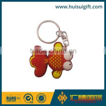 High quality promotional fish design rubber keychain