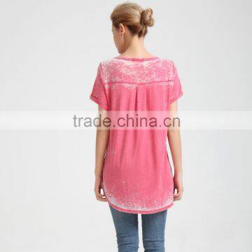 Women Burnout V Neck T-shirt With Crystals photo-3